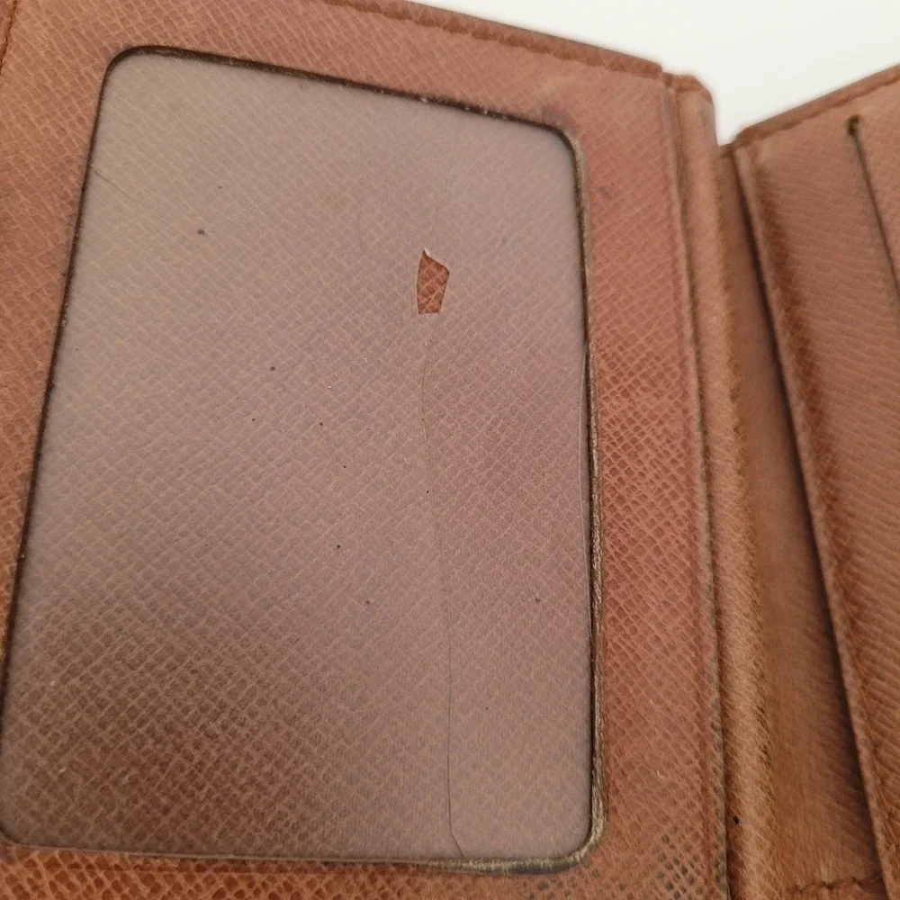 Louis Vuitton Monogram Bifold Wallet Brown Canvas ID Window M61660 Vintage
